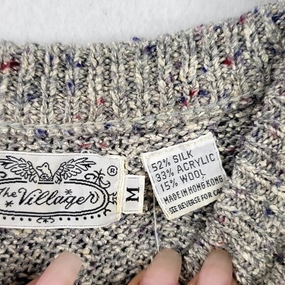 The Villager Womens Vintage Gray Sweater Cowl Neck Detail Medium Silk Wool Blend - Picture 3 of 8